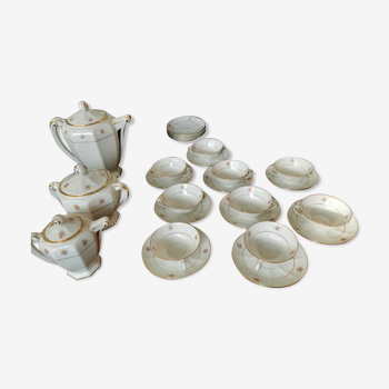 Limoges porcelain coffee set decorated flowers