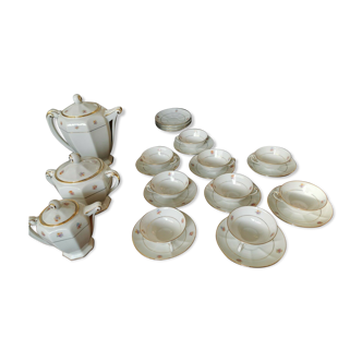 Limoges porcelain coffee set decorated flowers