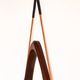 Mid-century Italian oval mirror in curved teak, rope and leather, 1960s