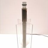 Large stainless steel and plexiglass lamp 1970 france