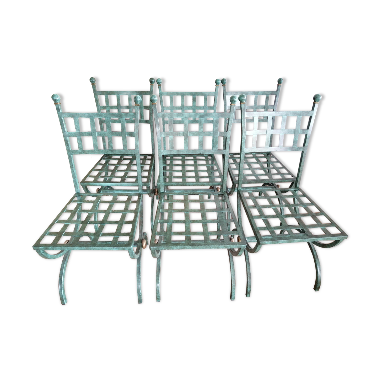 Lot de 6 chaises en fer forgé