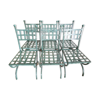 Lot de 6 chaises en fer forgé