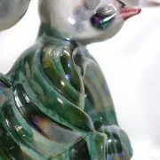 Art deco porcelain sculpture of two flying birds – iridescent, 1920s