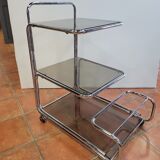 Serving base chrome smoked glass 3 trays of the 60s / 70s