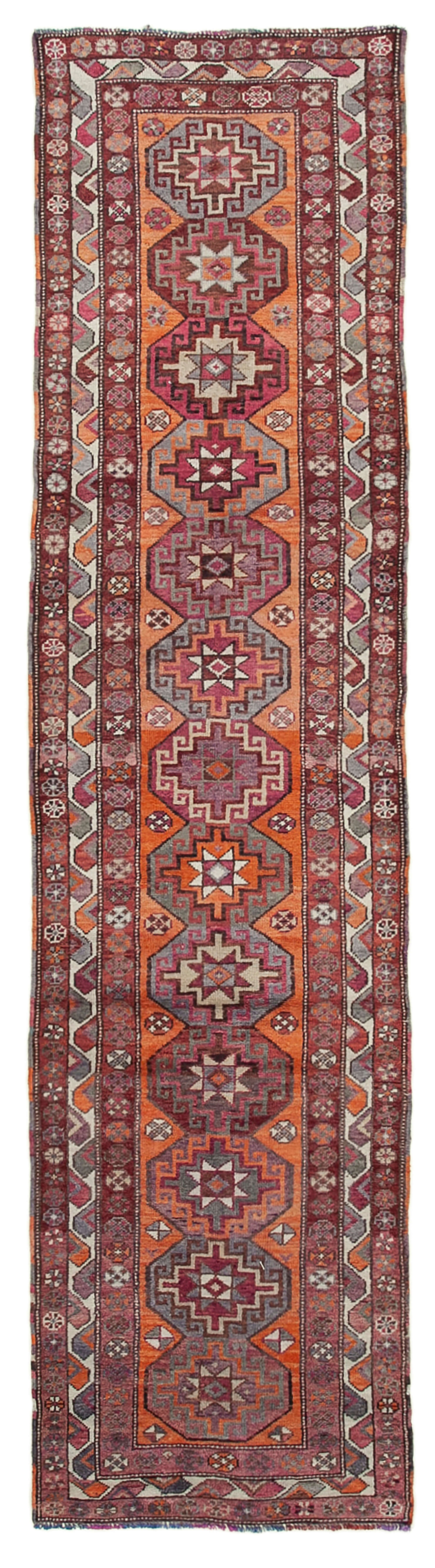 Handwoven one-of-a-kind anatolian purple runner rug 91 cm x 375 cm