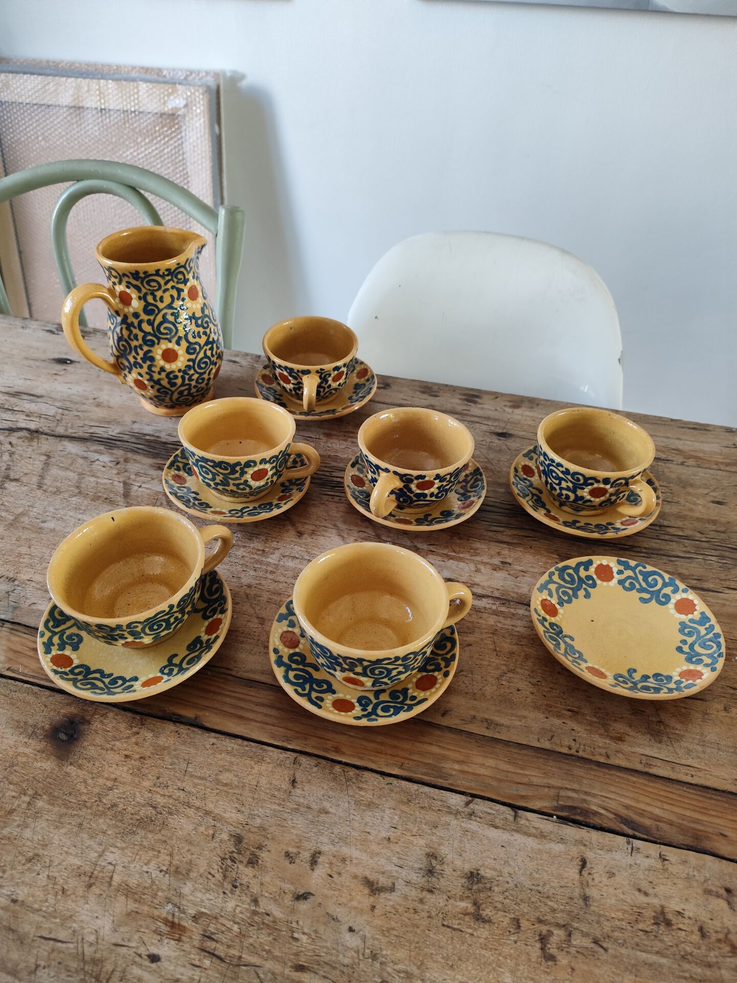 Vintage coffee service in handmade ceramic