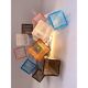 21st Century Multicolored "Squared" Murano Glass Wall Sconces - a Pair
