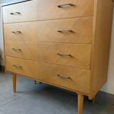 Vintage oak chest of drawers from the 1960s.