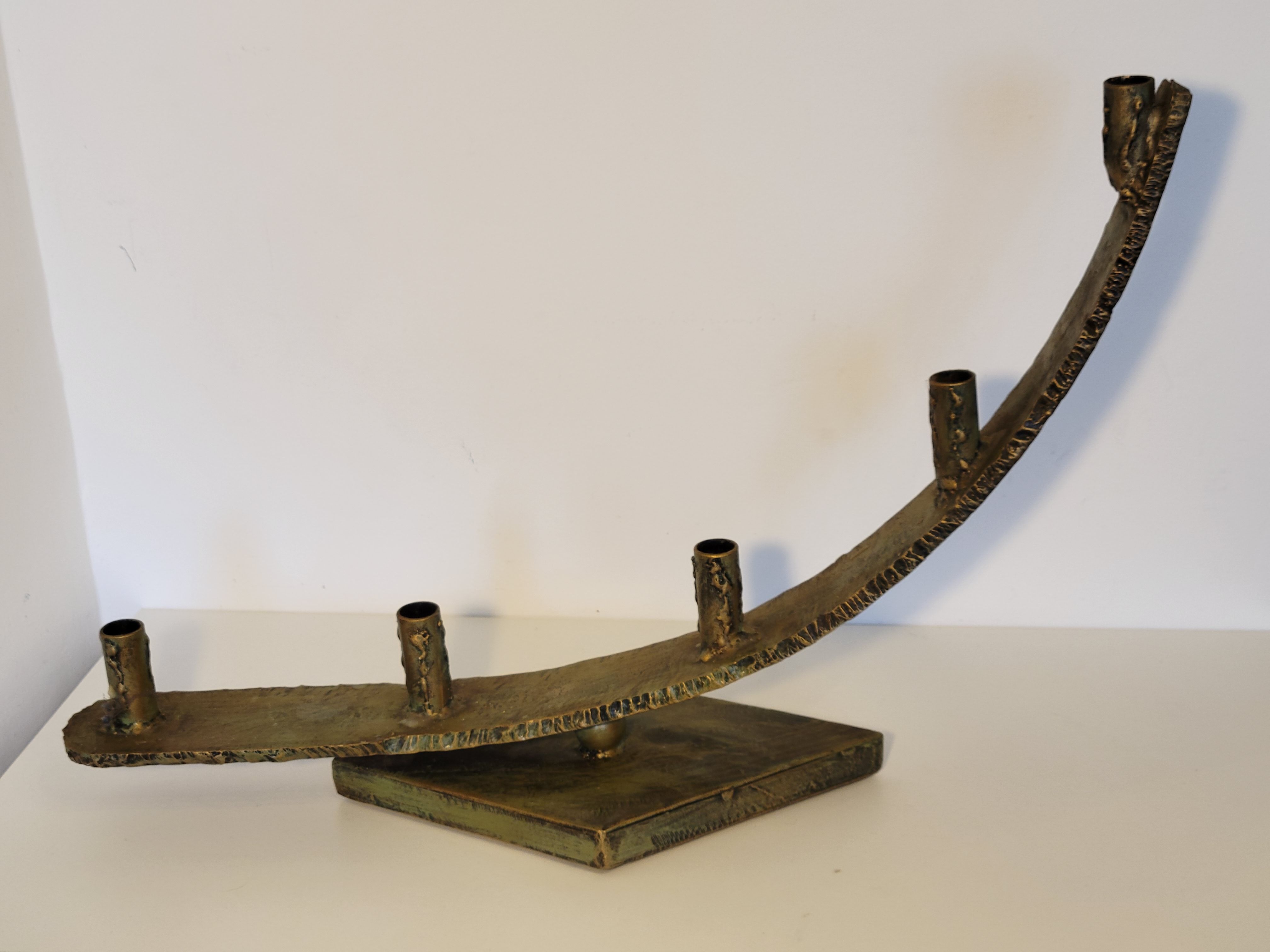 Imposing brutalist art brut iron metal chandelier