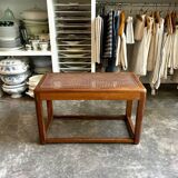 Canework and dark wood bench