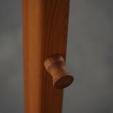 Modern Danish, brutalist round coat rack in solid pine, cylindrical shape, 1970s.