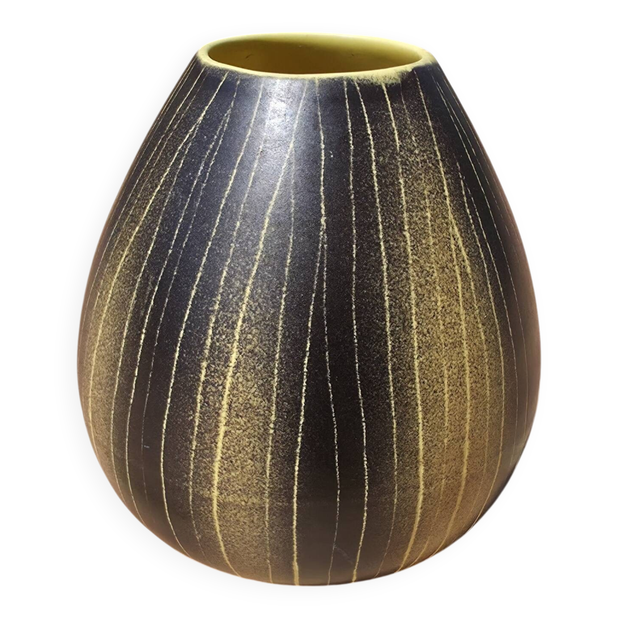 Saint-Clément Vintage Ovoid Vase – 1950s/60s Ceramic – Numbered