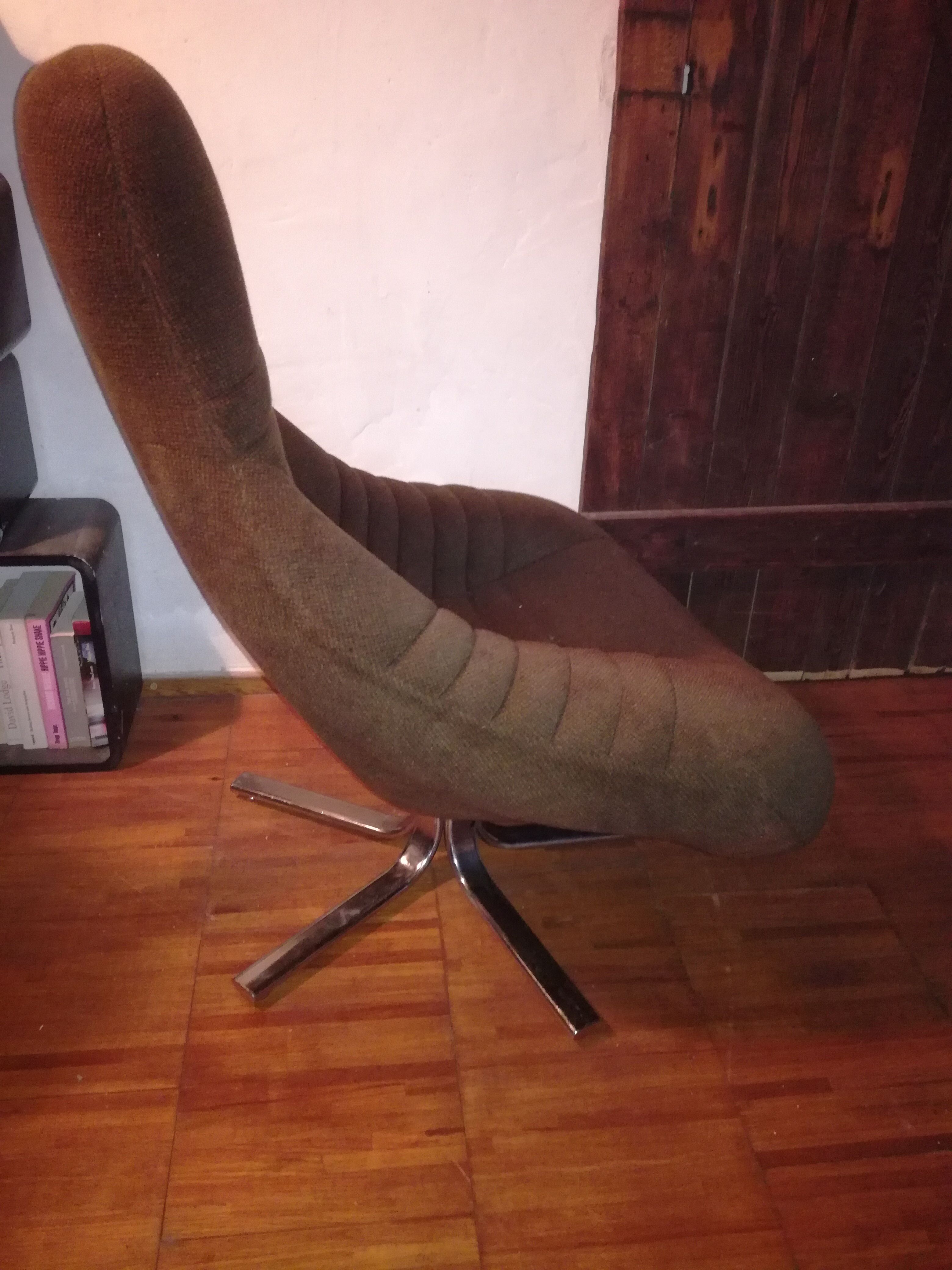 Fauteuil velours coqué Mod Plastia 1970