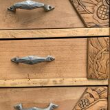 Art Deco chest of drawers in raw wood, 1930