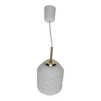 Lunel pendant light in brass and squared opaline glass