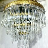 3-light bronze crystal ceiling light