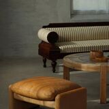 Maralunga ottoman in leather, Vico Magistretti for Cassina, Italian modern, 1973