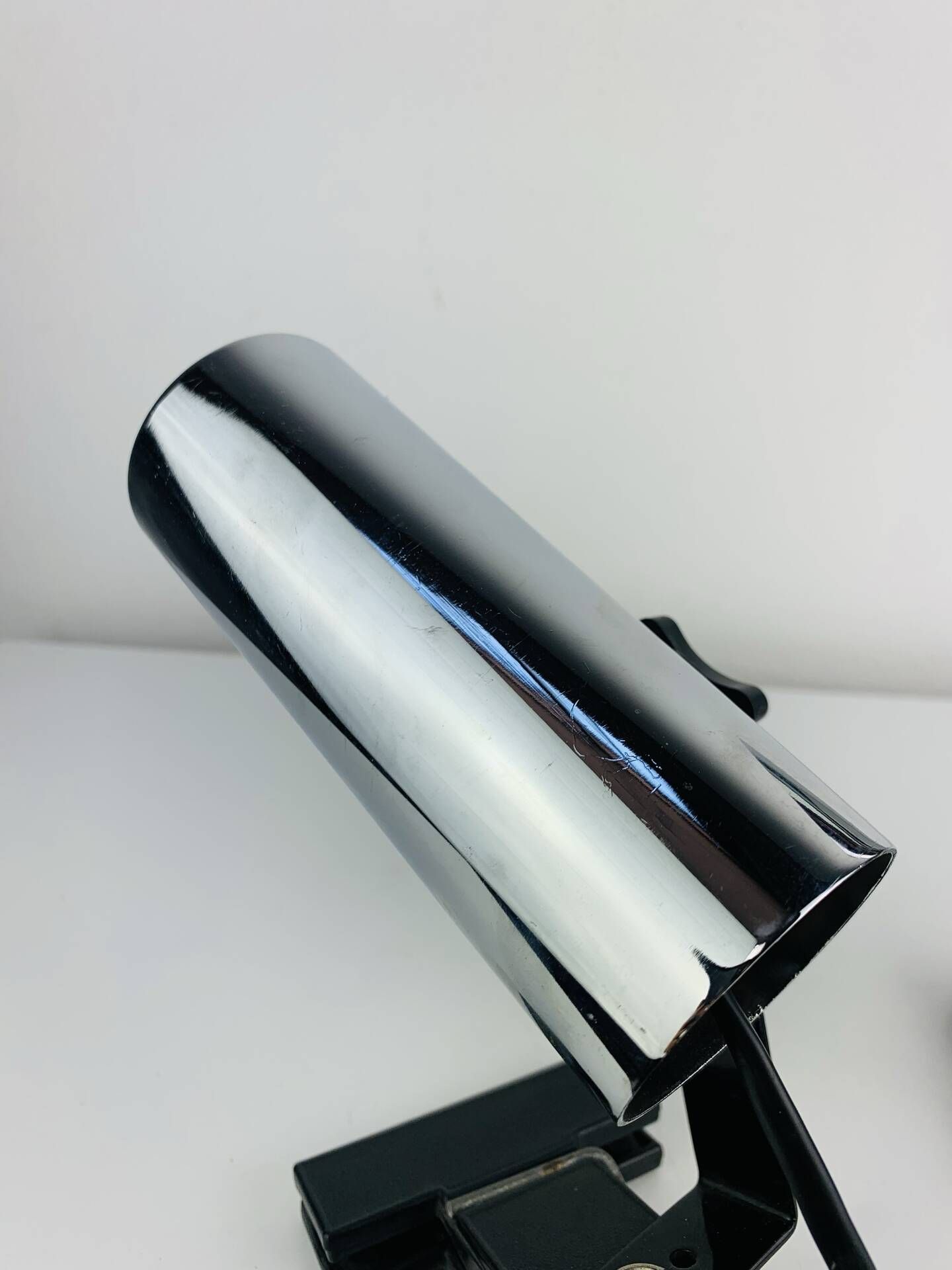 Pair of chrome clip-on spotlights, 1970s