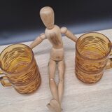 Set of 4 Vereco amber glass cups