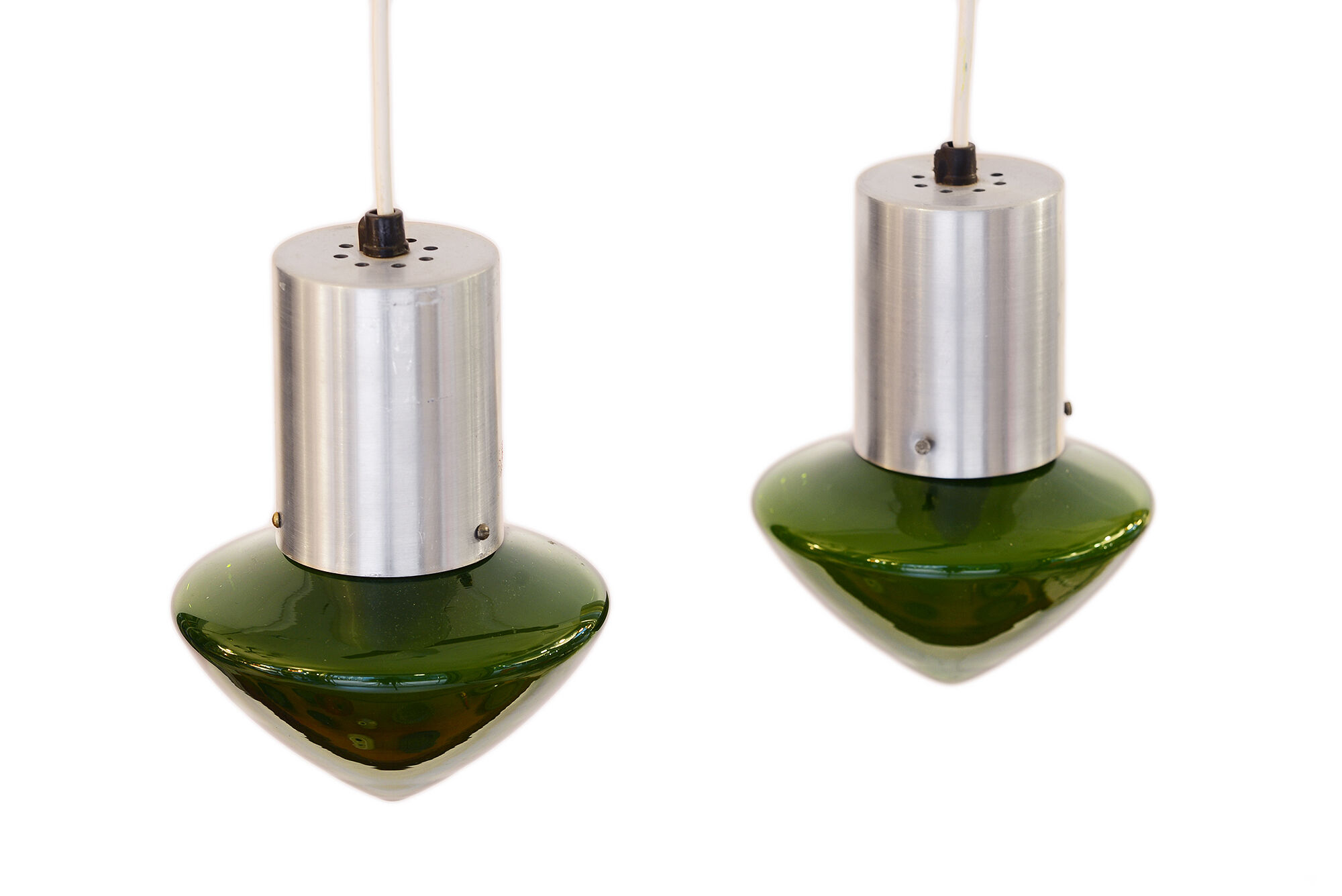 Pair of green glass pendant lights Sweden 1960s