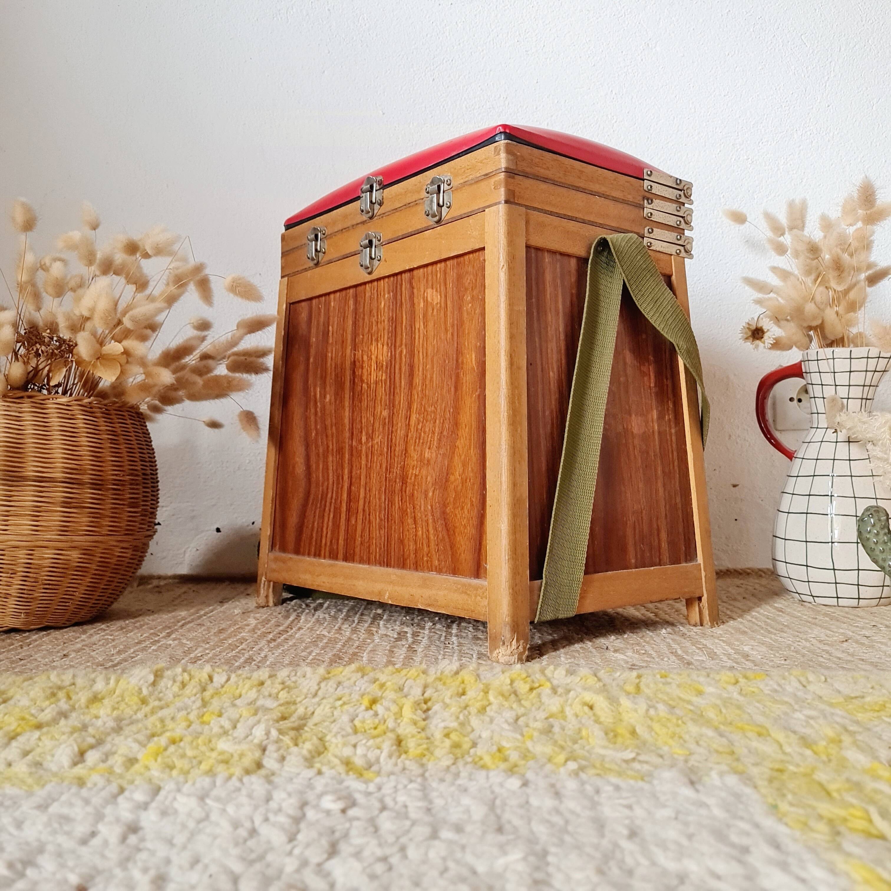 Old fisherman's chest, vintage workshop stool