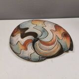 Large handmade decorated ceramic dish. Ruth Grønne Denmark 2001