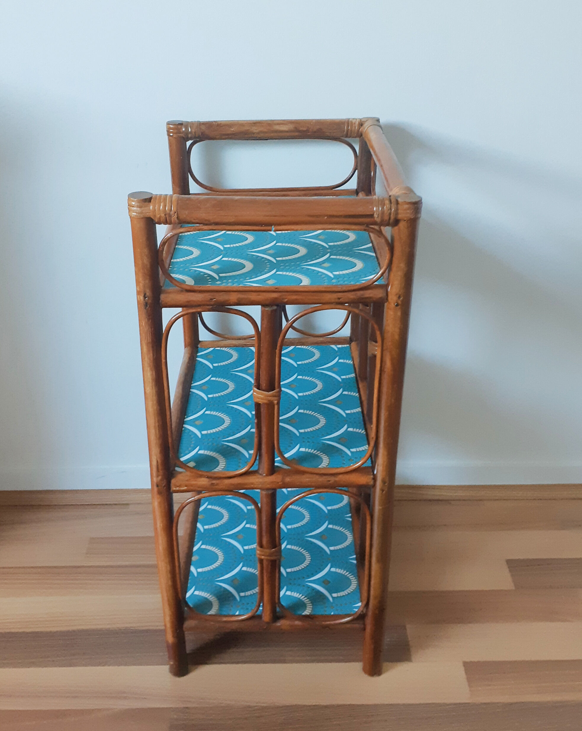 Rattan / wicker shelf, vintage, 50s