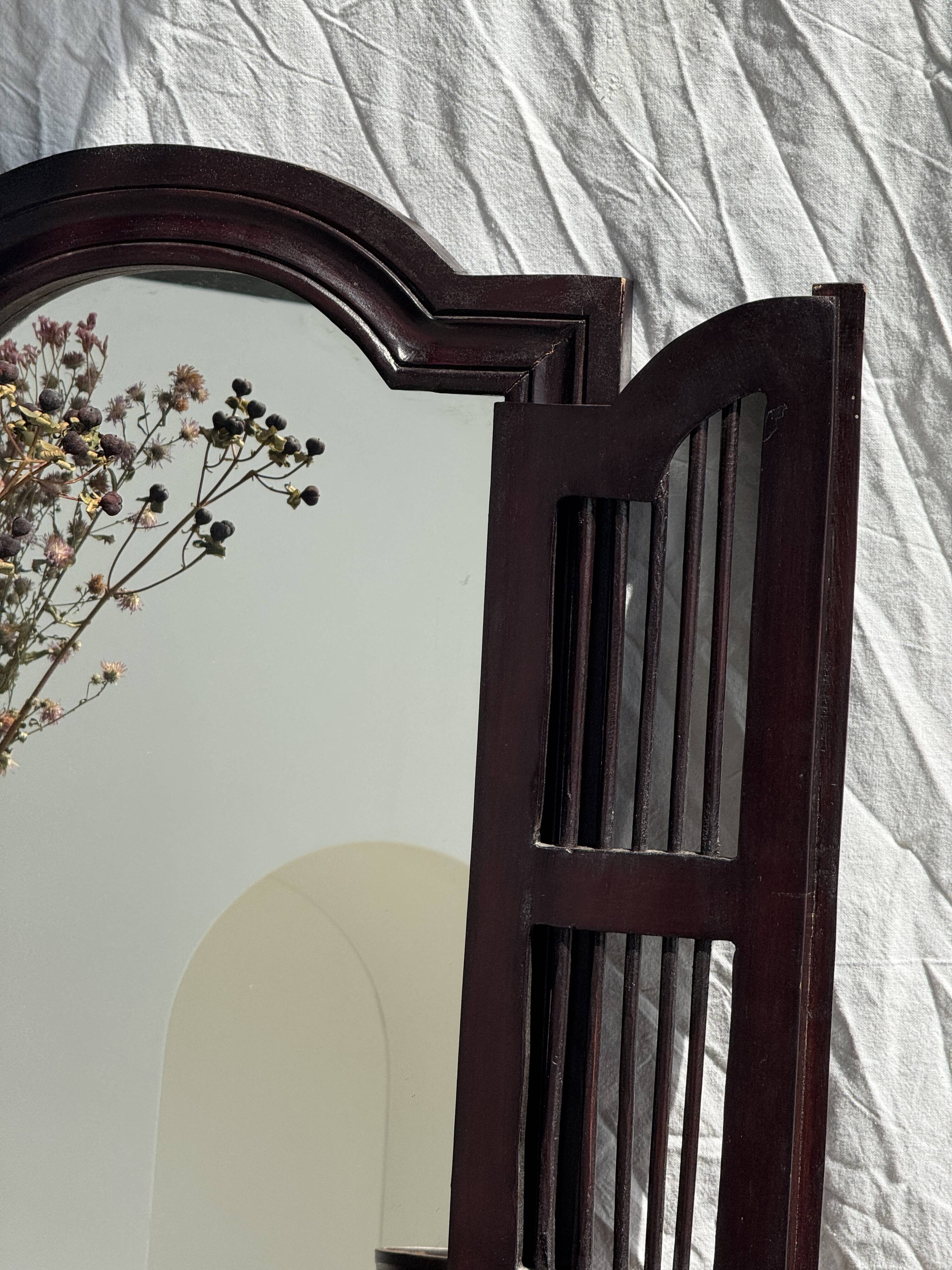 Dark brown wooden mirror with two baguettes H55 L40