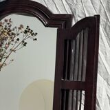 Dark brown wooden mirror with two baguettes H55 L40
