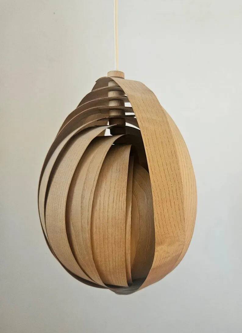 Rare Midcentury Wooden Pendant in style of Hans-Agne Jakobsson, Sweden, 1960s