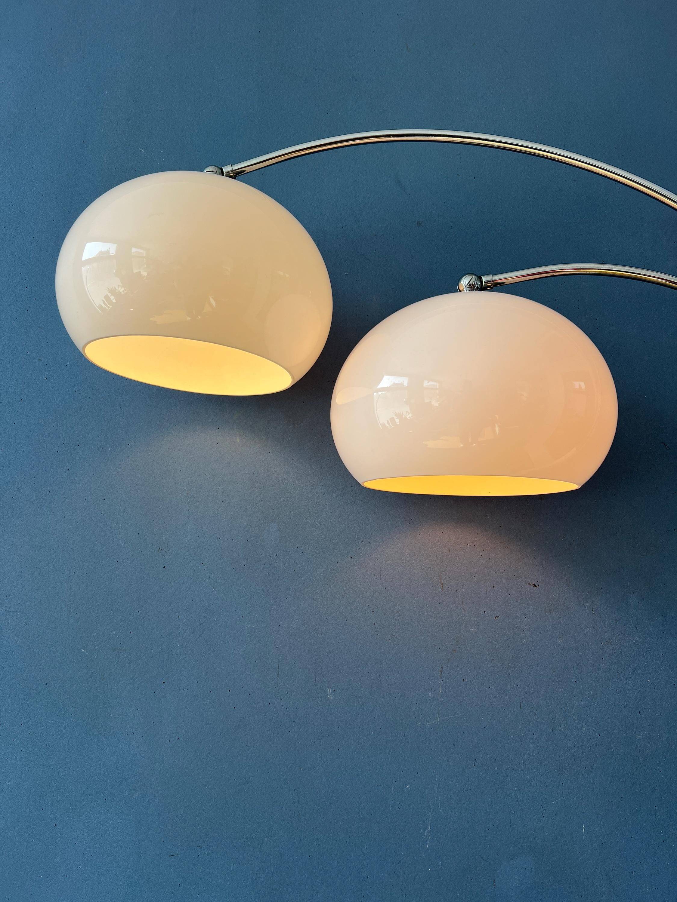 Space Age Dijkstra double arc white mushroom floor lamp