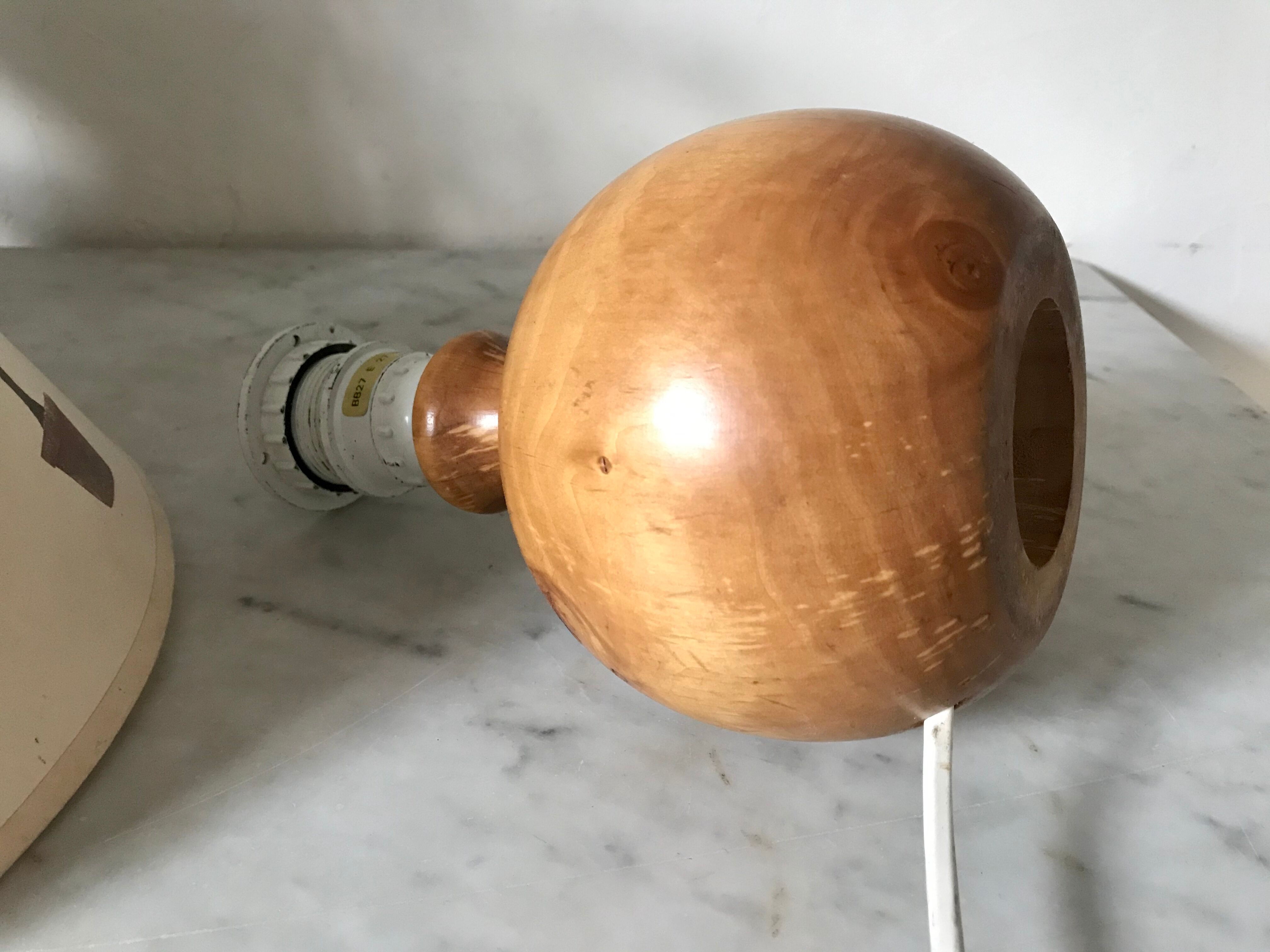 Vintage wooden ball bedside lamp