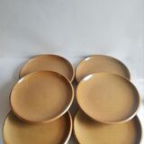 Set of 6 flat plates in Brenne stoneware from France vintage