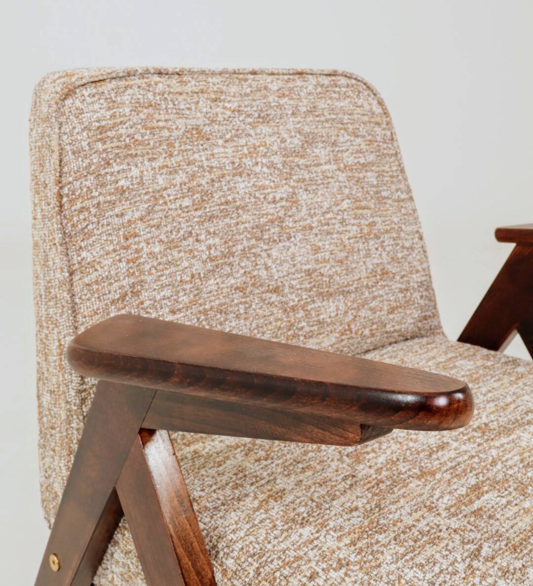 Scandinavian armchair in granola brown, mid-century modern design by Chier.