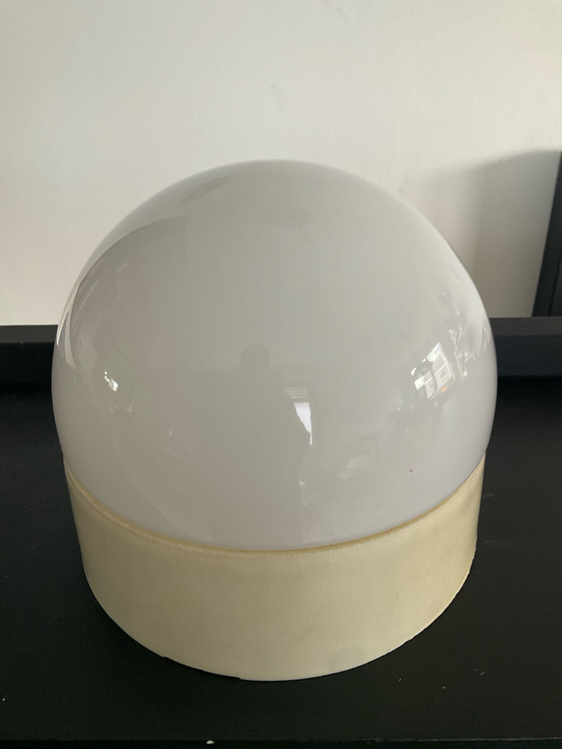 Vintage 1970s opaline glass globe wall sconce