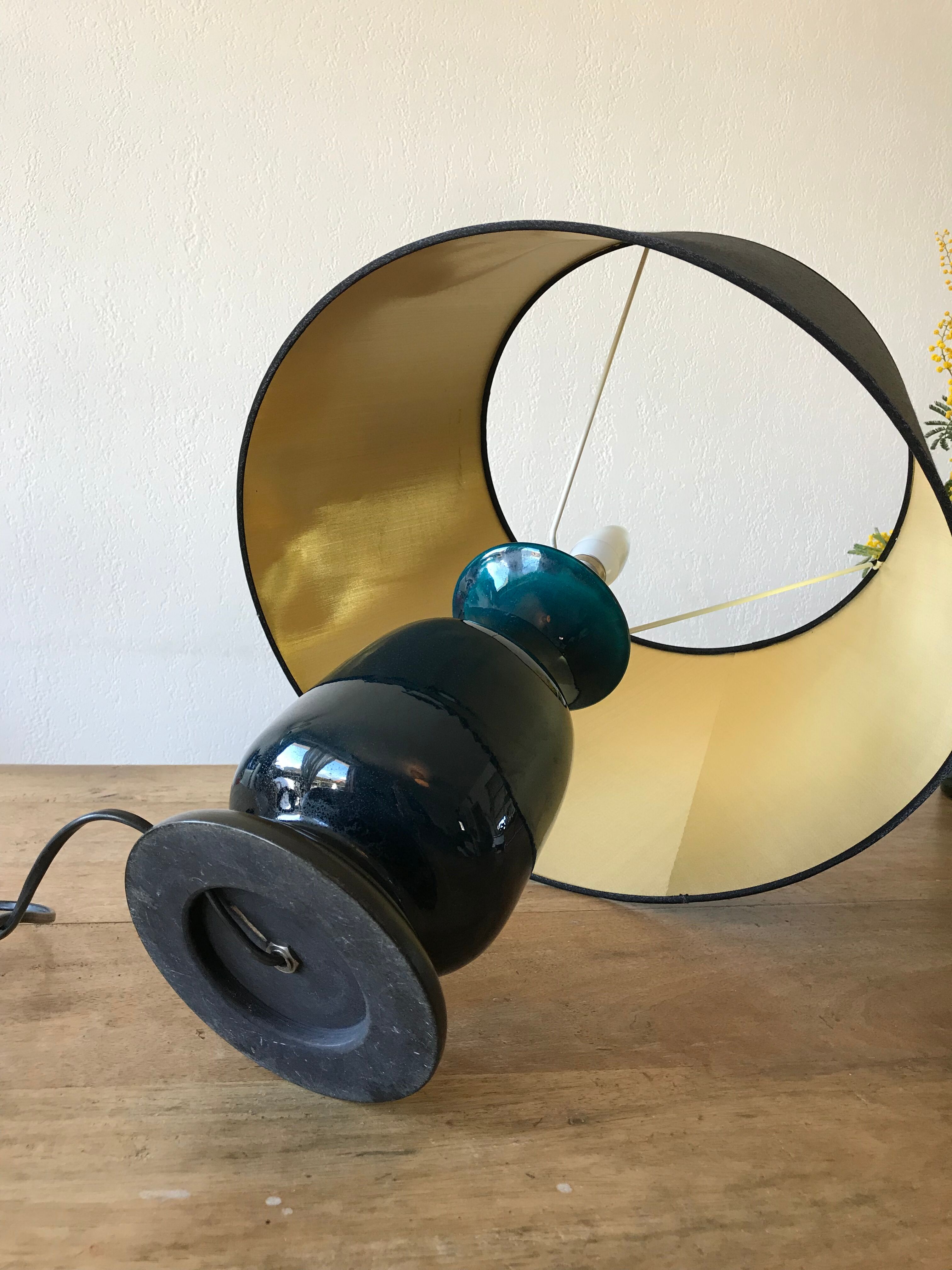 Lampe céramique bleu