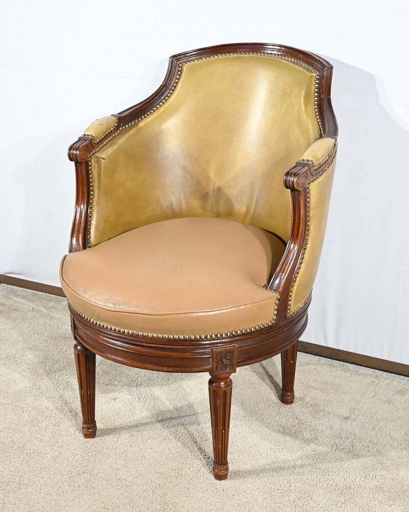 Beech Swivel Office Armchair, Louis XVI style – Late 19th century