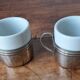Vintage espresso cups. Porcelain and removable metal stand.