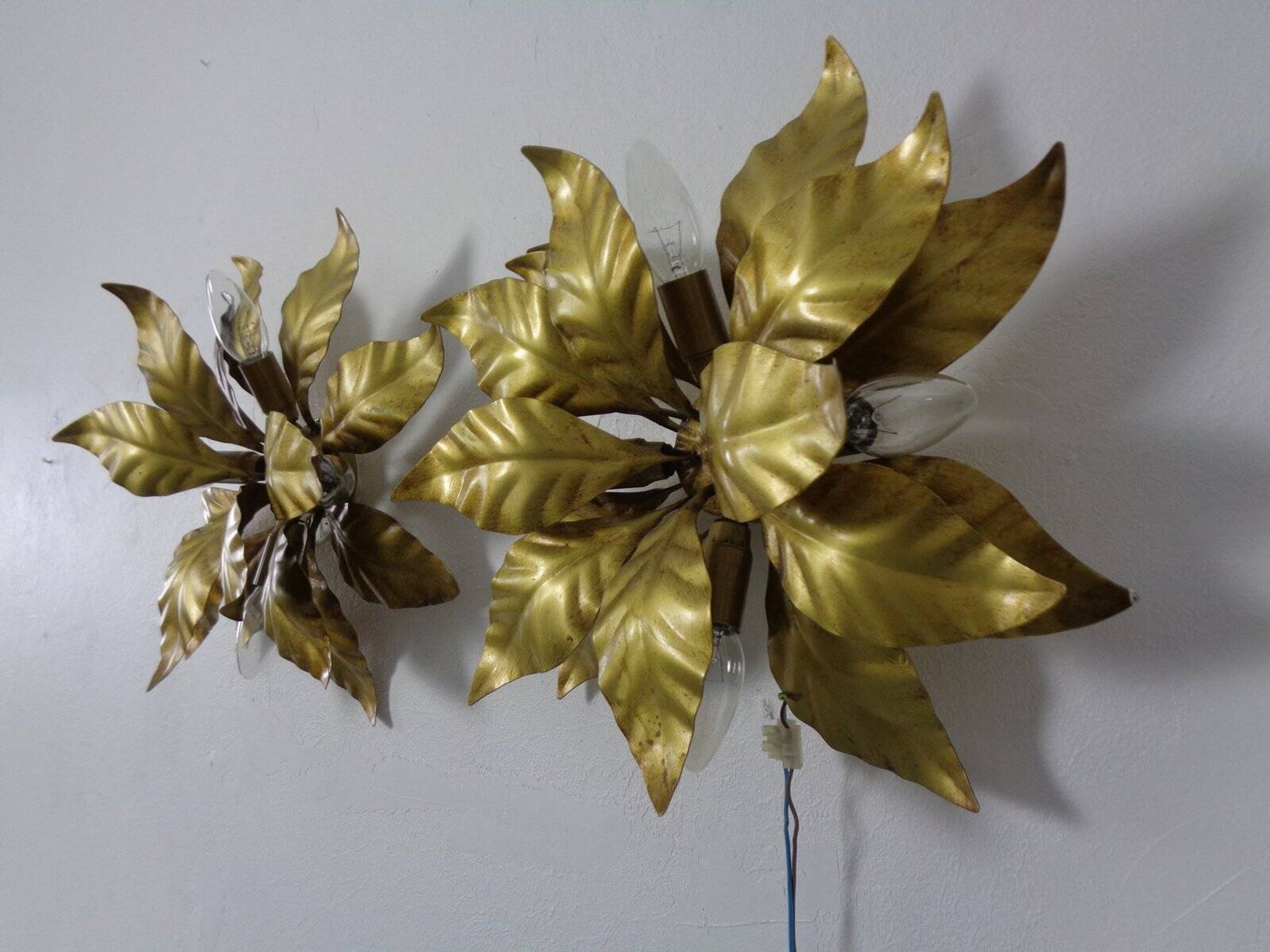 Golden Flower Shape Flushmounts by Hans Kögl, 1970s, Set of 2