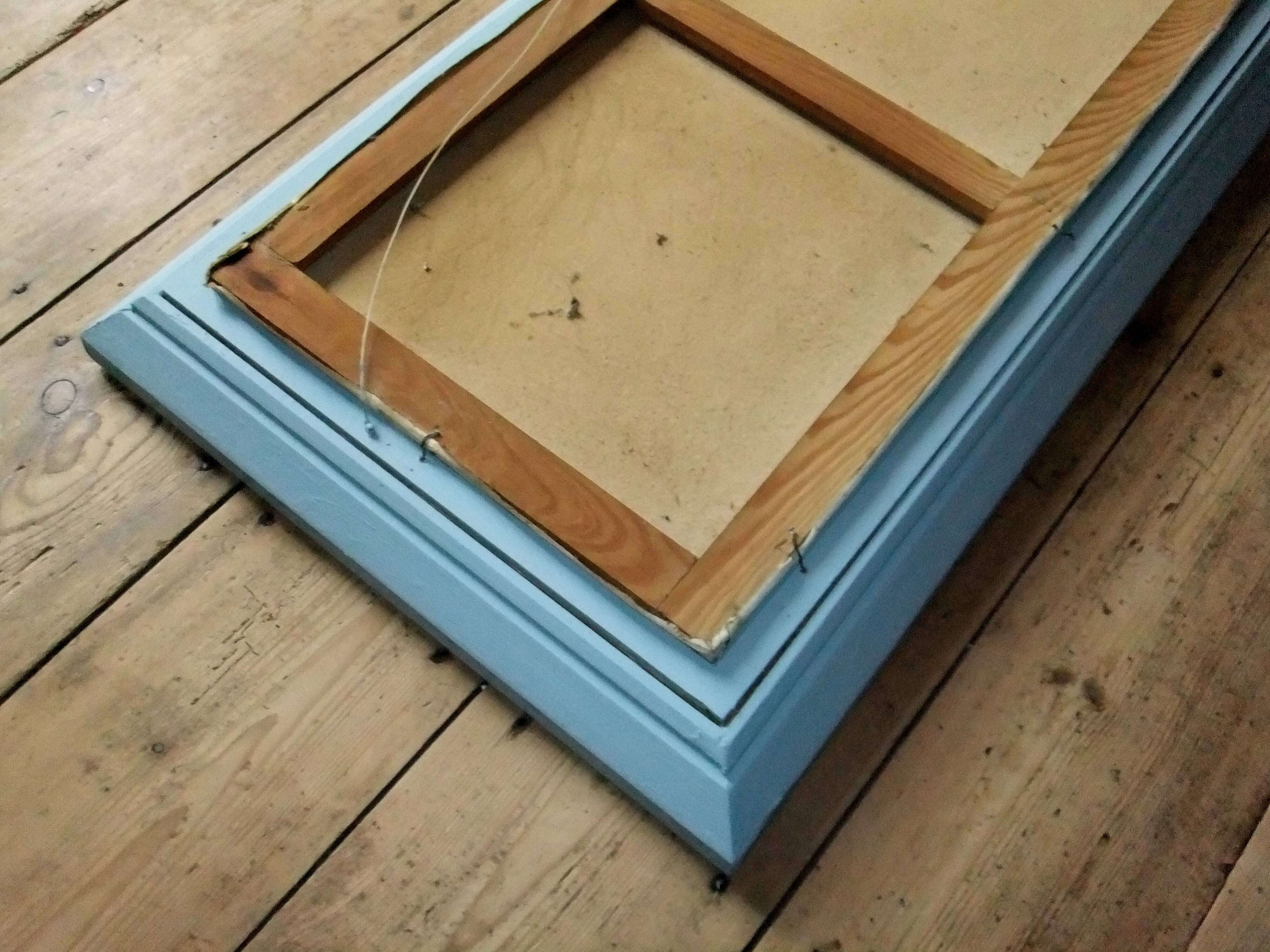 Oil painting landscape signed Vernon Gustavian blue and gold frame