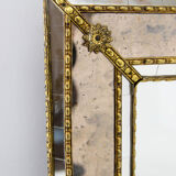 Miroir multi-facettes avec guirlandes en laiton, France, années 1970