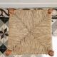 Vintage low stool in wood, honey yellow tones – Woven seat