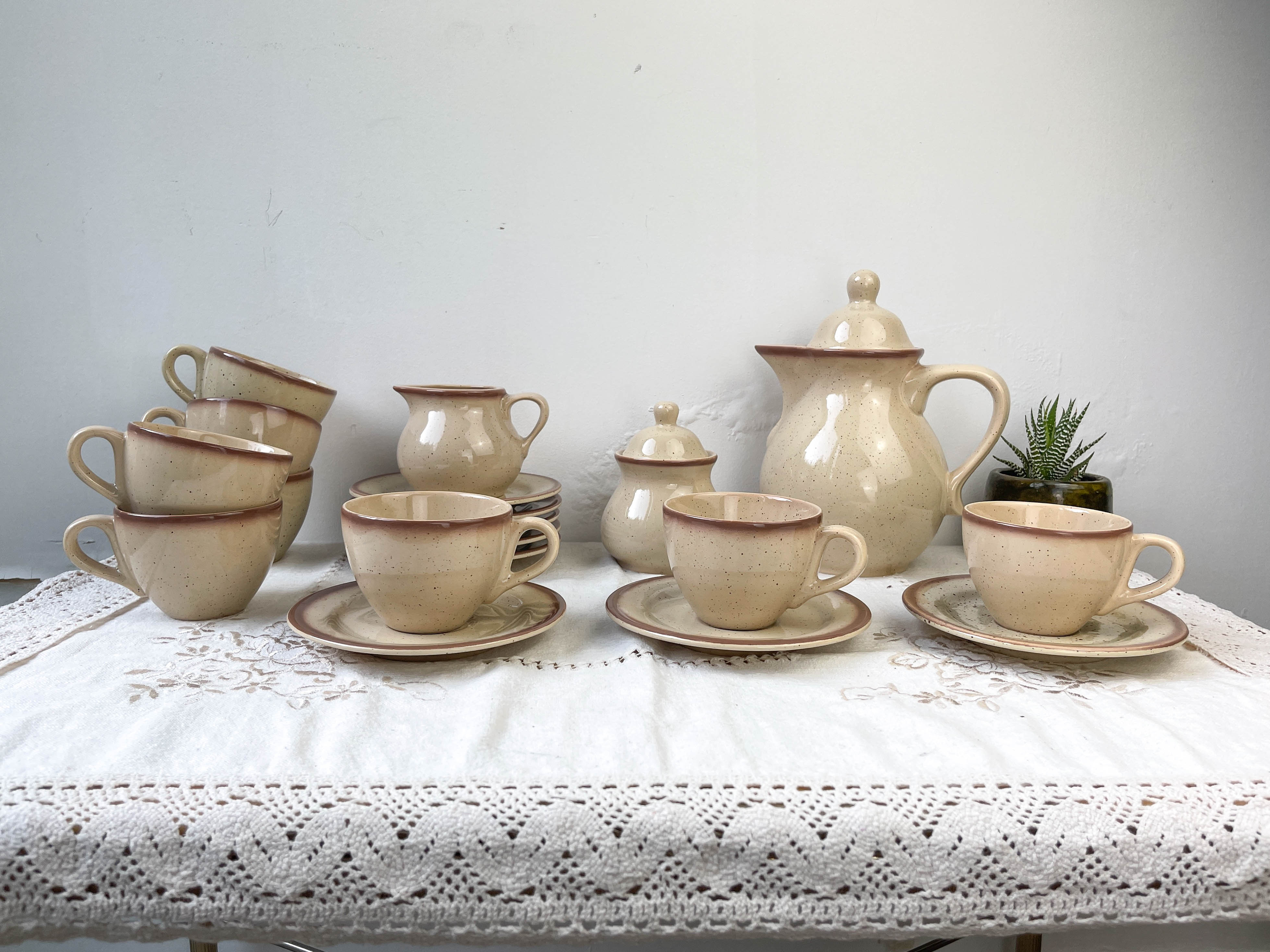 Mid-century speckled stoneware coffee set from the 20th century