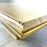 Travertine and brass coffee table by Fedam, 1970s