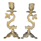 Zoomorphic bronze candle holder