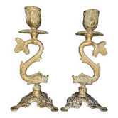 Zoomorphic bronze candle holder