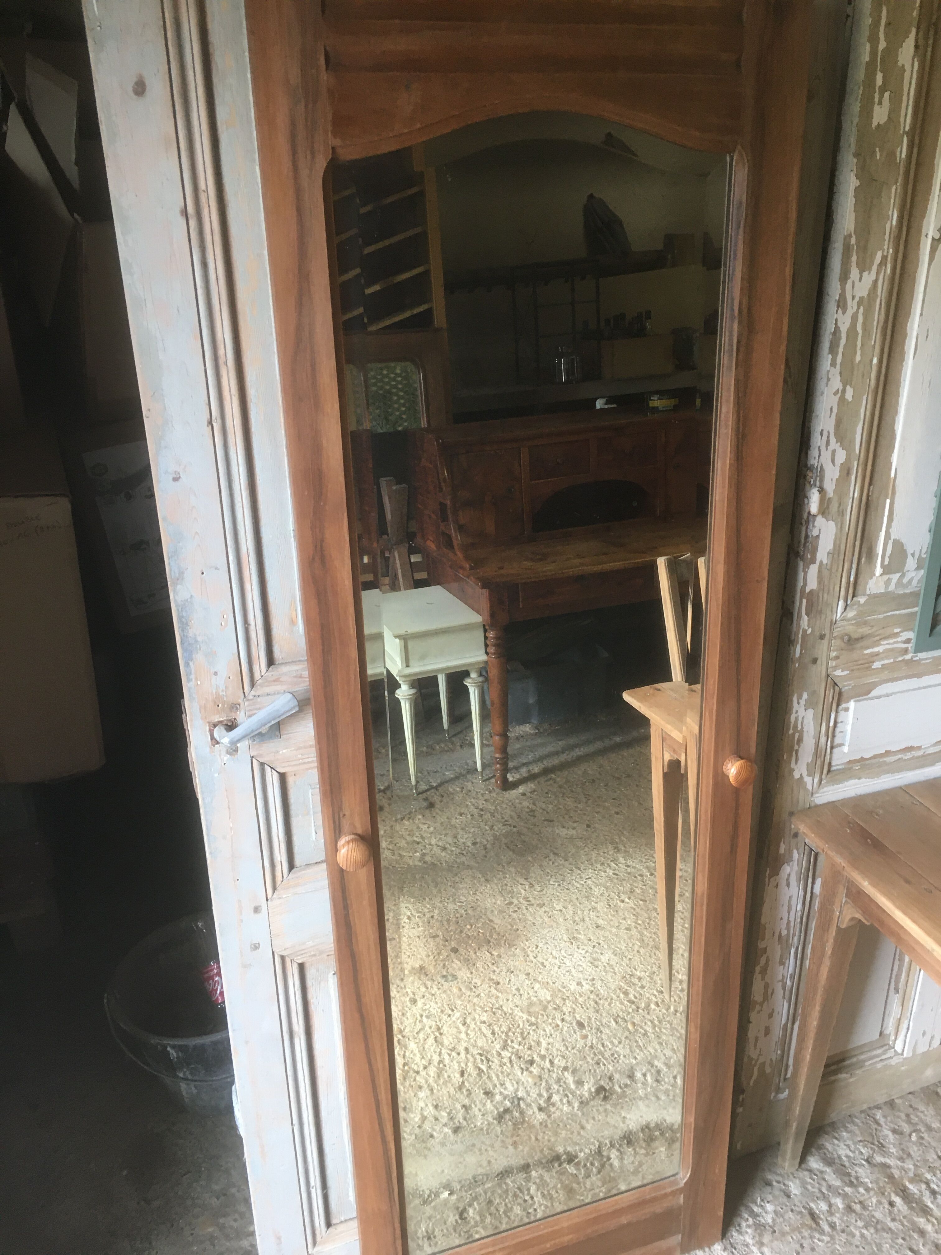 Walnut beveled mirror