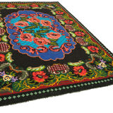 Handmade Vintage Moldovian Black Kilim 200 cm