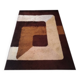 1970s Stunning Geometric Space Age Rug in Wool. Made in Italy