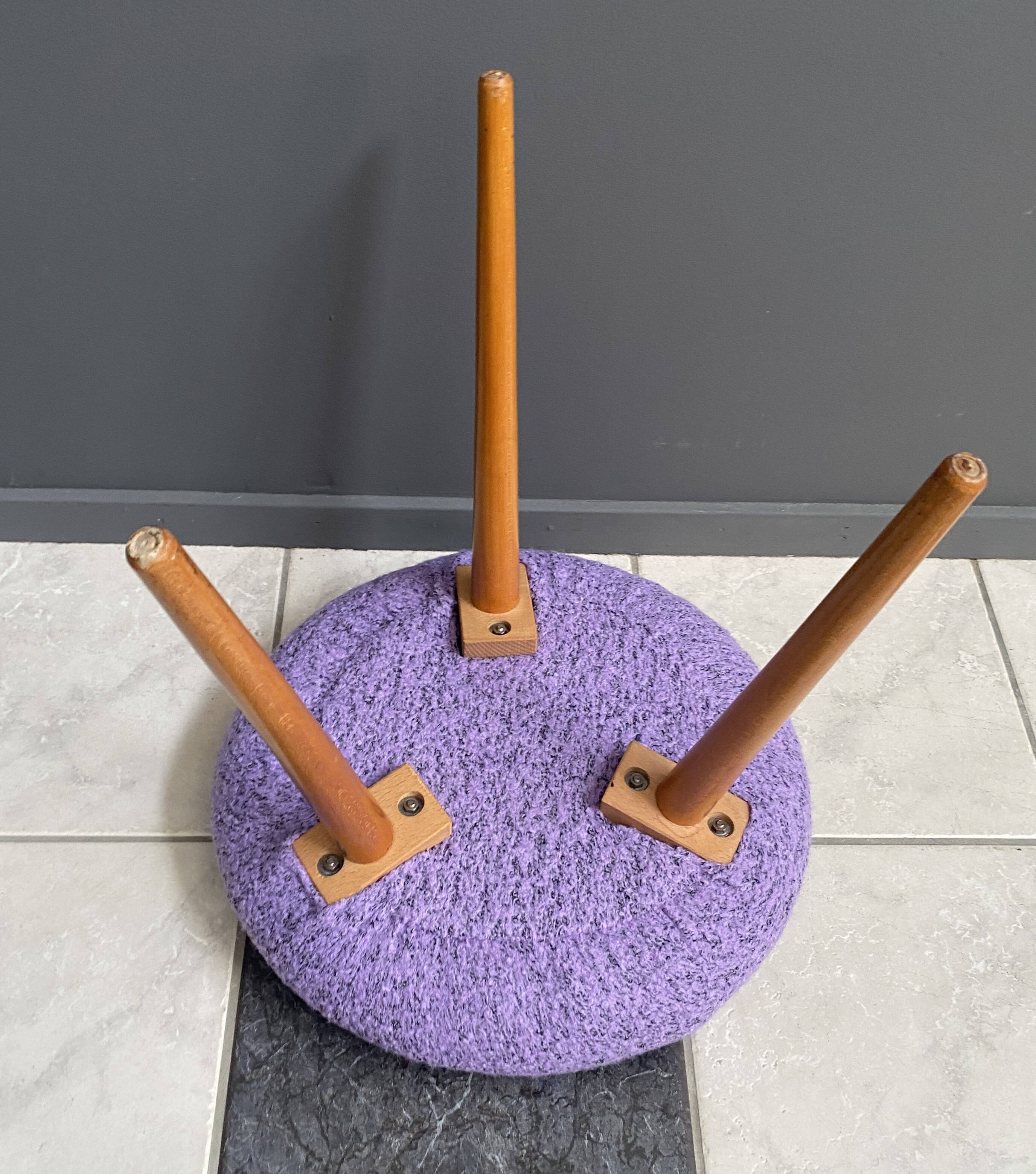 Purple wool round stool 1960s